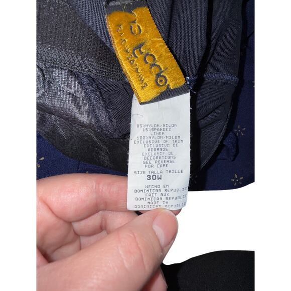 Vintage Robby Len Swim Suit Dress Womens Plus 30W Blue Gold Metal Decoration - Picture 6 of 10